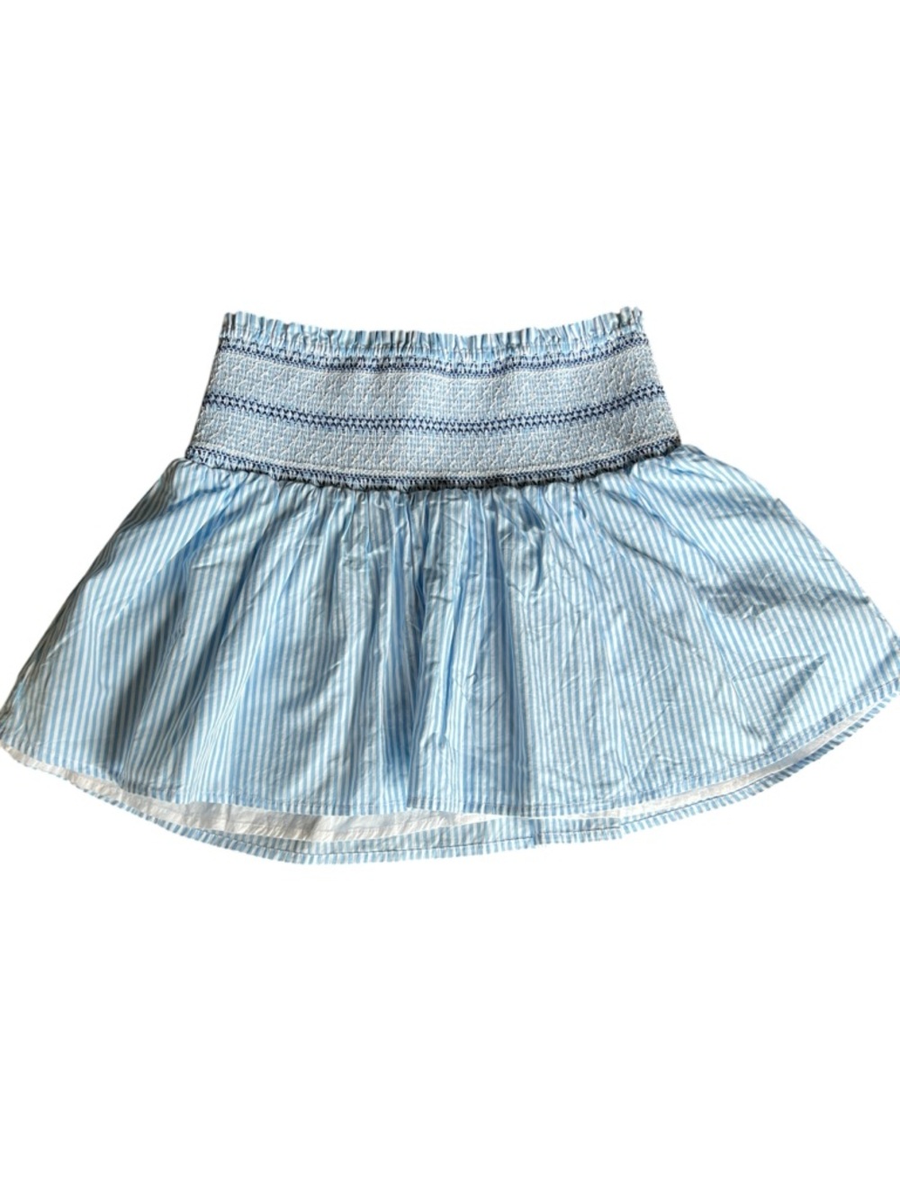 Crewcuts Blue White Striped Smocked Skirt Girls XL 12 14 Elastic Waist Preppy